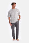 Grey CROW NECK OVERSIZE TOP COTTON MODAL PAJAMA SET