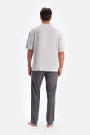 Grey CROW NECK OVERSIZE TOP COTTON MODAL PAJAMA SET