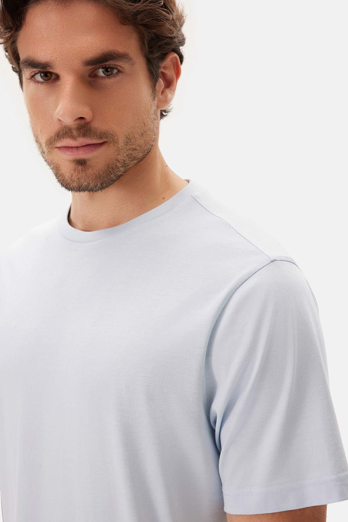 Mavi Bis Yaka Kısa Kollu Pijama Takımı