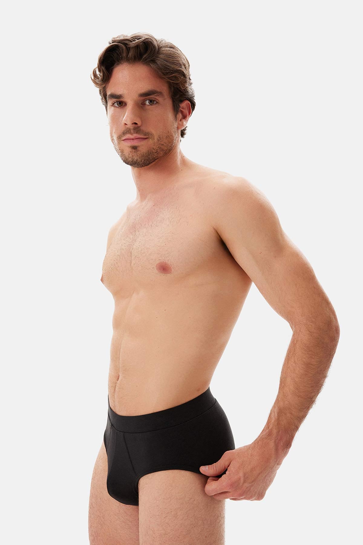 Siyah Dikiş Detaylı Kumaş Kaplama Lastikli Slip