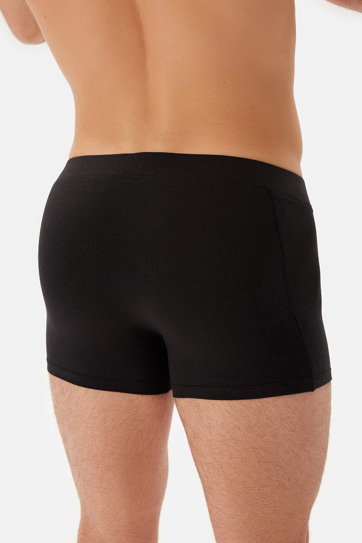 Siyah Dikiş Detaylı Kumaş Kaplama Lastikli Boxer