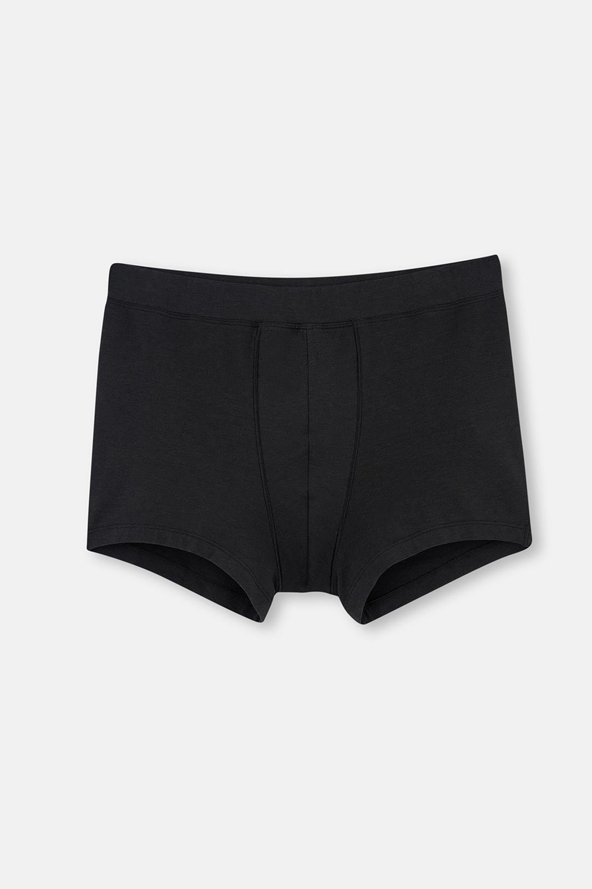 Siyah Dikiş Detaylı Kumaş Kaplama Lastikli Boxer