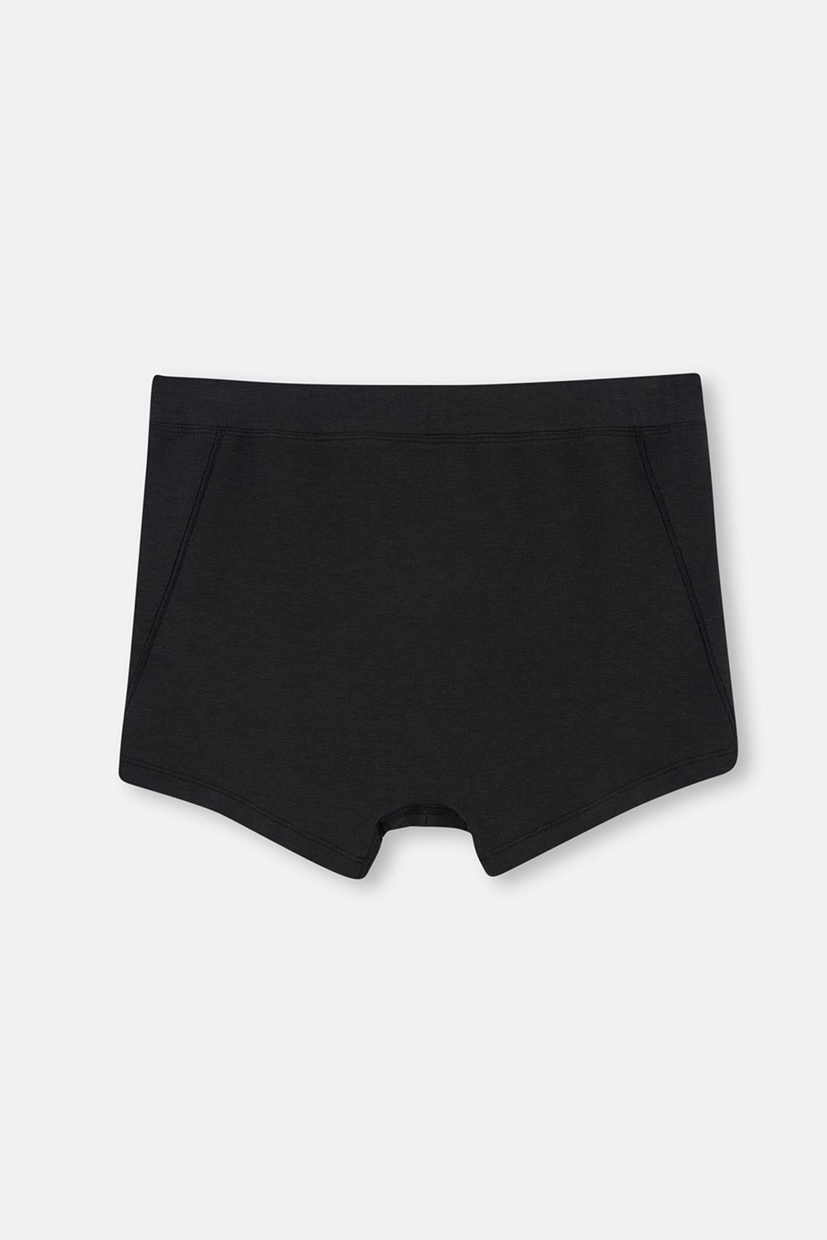 Siyah Dikiş Detaylı Kumaş Kaplama Lastikli Boxer