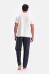Navy STRIPED WOVEN TROUSERS