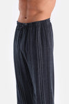 Navy STRIPED WOVEN TROUSERS