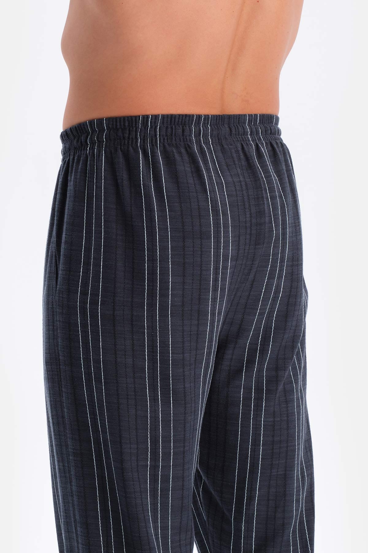 Navy STRIPED WOVEN TROUSERS