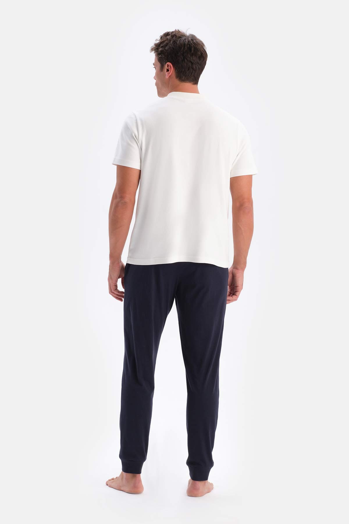 Indigo-Grey COTTON MODAL KNITTED TWO PANTS WITH POCKETS AND LACES