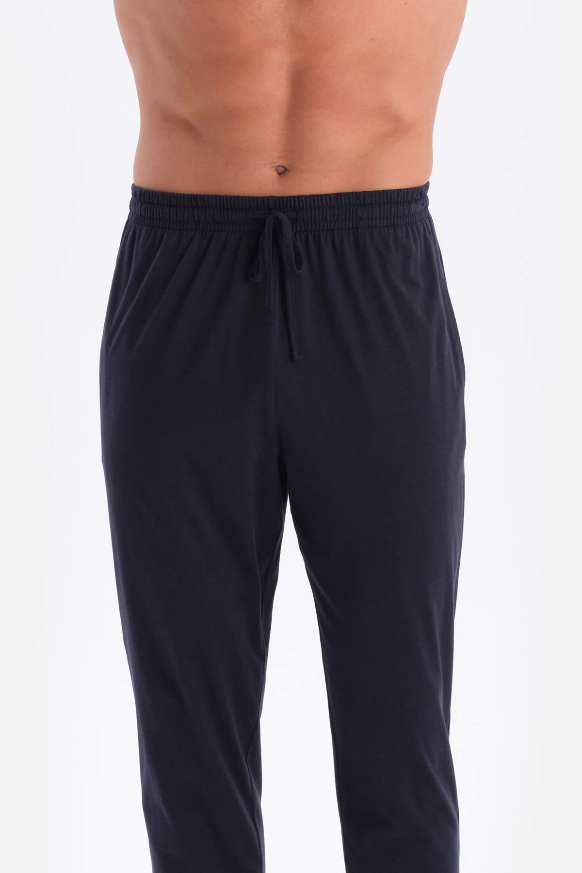 Indigo-Grey COTTON MODAL KNITTED TWO PANTS WITH POCKETS AND LACES