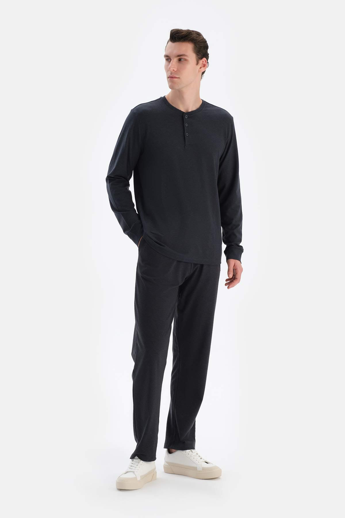 Navy HALF-PLOT REGULAR FIT EVERFRESH T-SHIRT