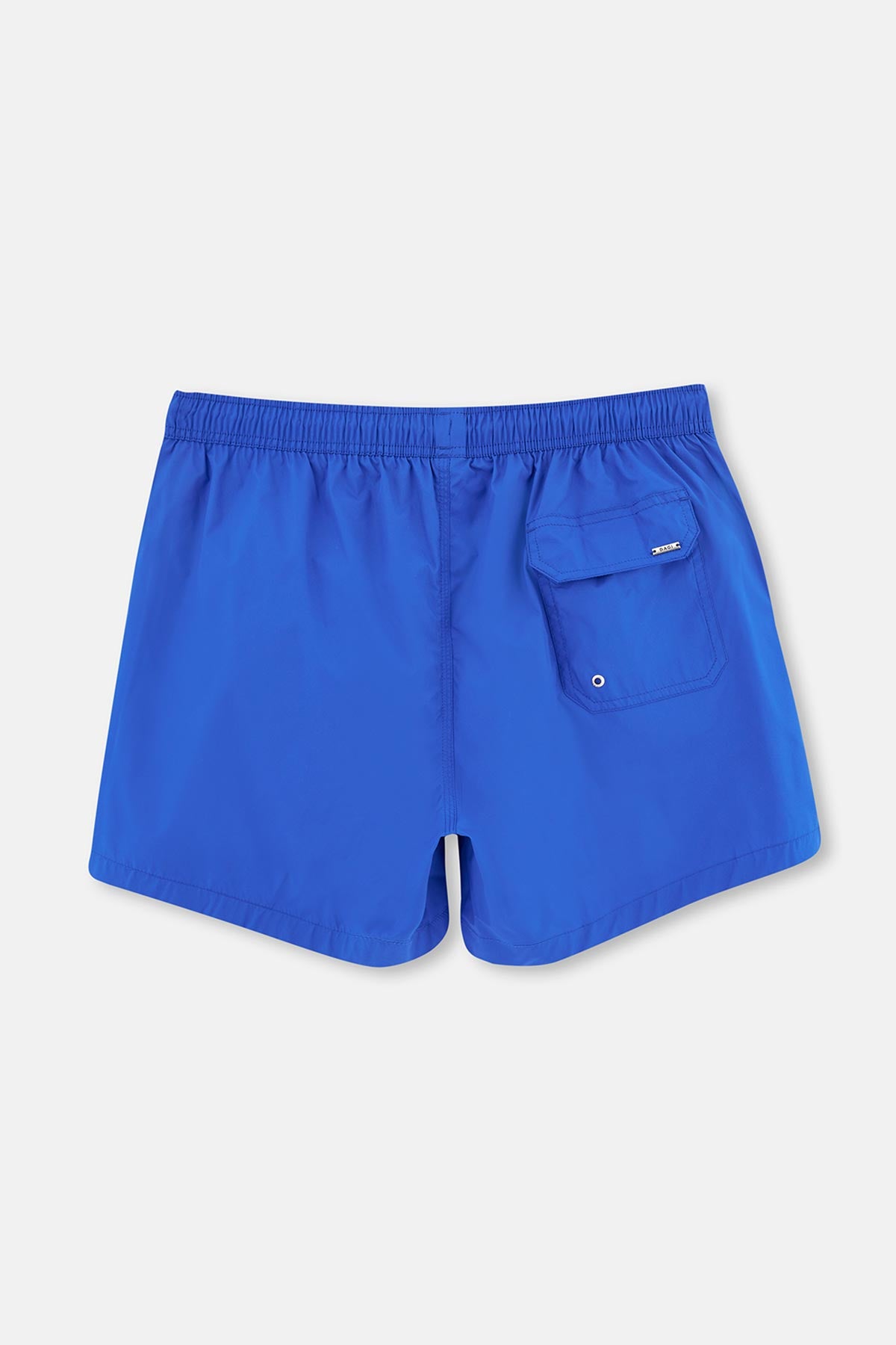 Mavi Paçası Nakışlı Kısa Deniz Şortu