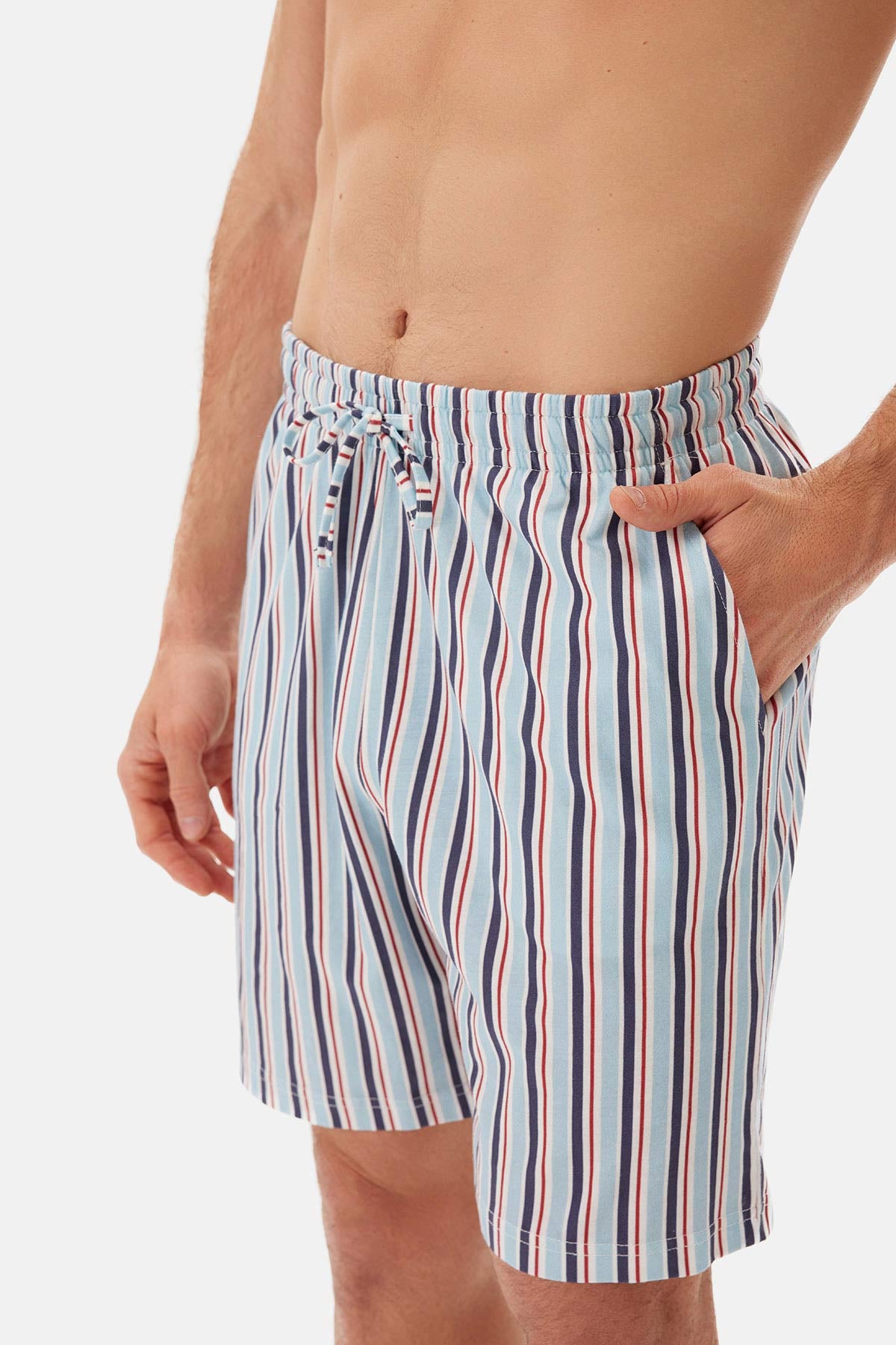 Ekru Yarım Patlı Kısa Kollu Şort Pijama Takımı