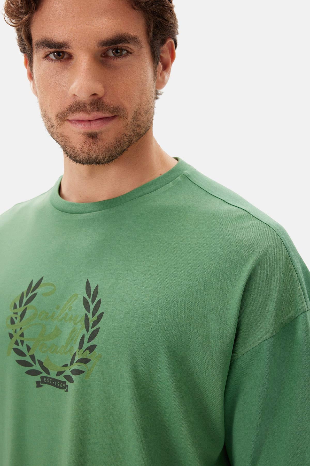 Yeşil Bis Yaka Baskılı Kısa Kollu Şort Pijama Takımı