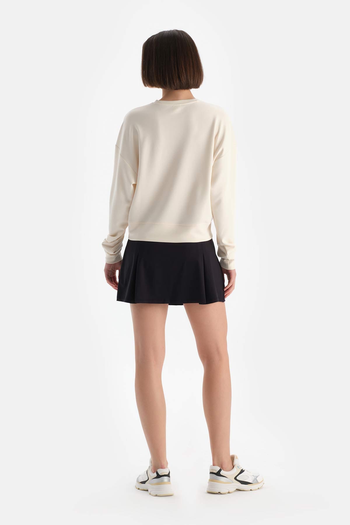 Ekru Dagi Active Kadın Modal Biye Detaylı Sweatshırt