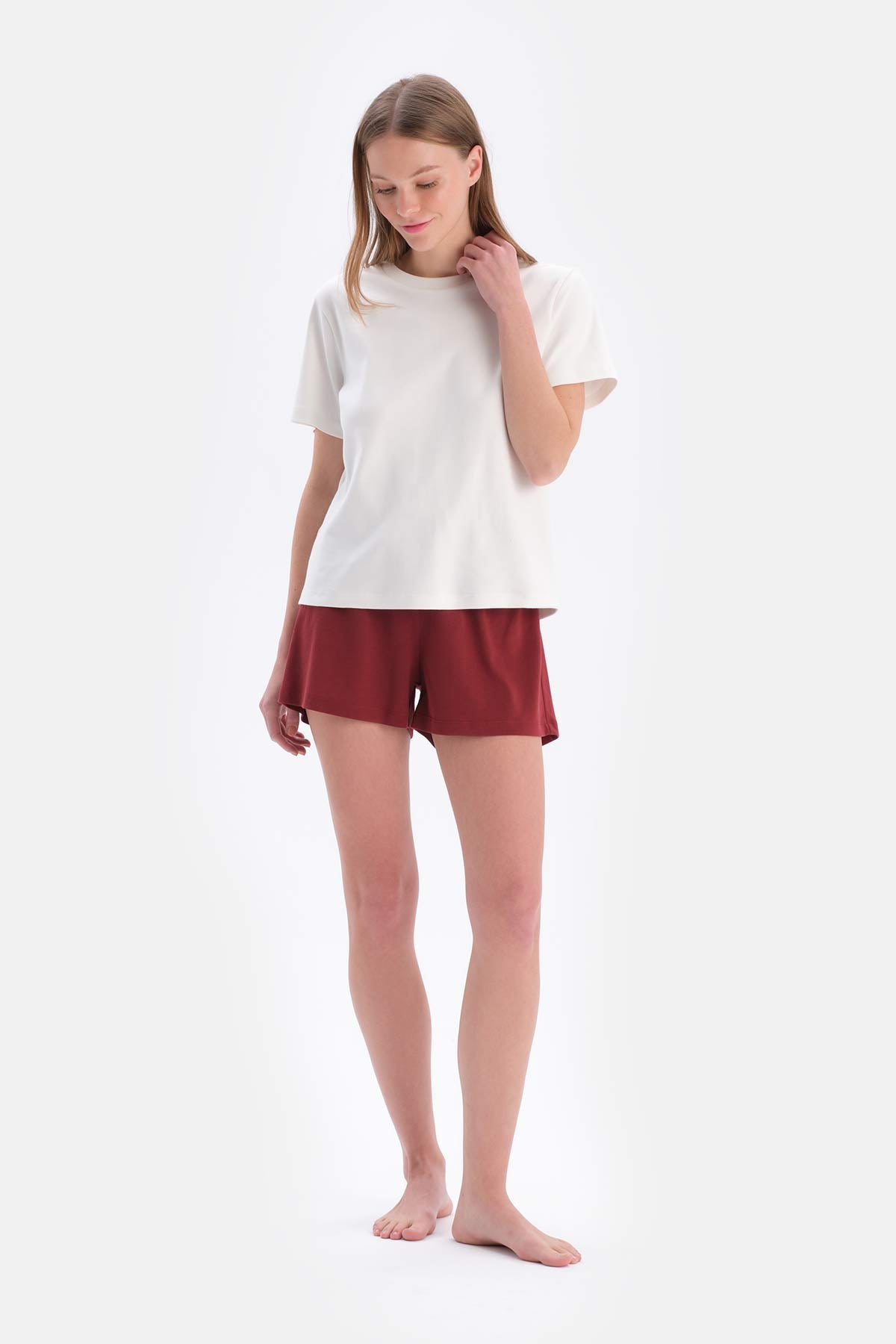 White SILK FINISHING INTERLOCK CREW NECK T-SHIRT