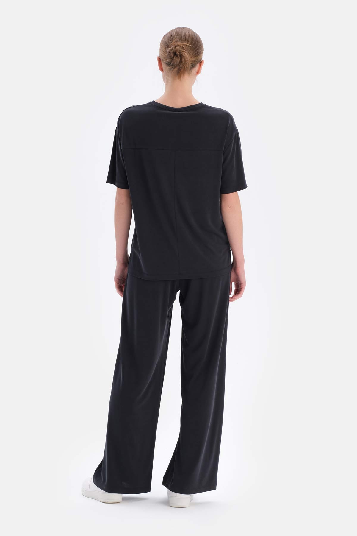 Black CUPRO TROUSERS WITH POCKETS