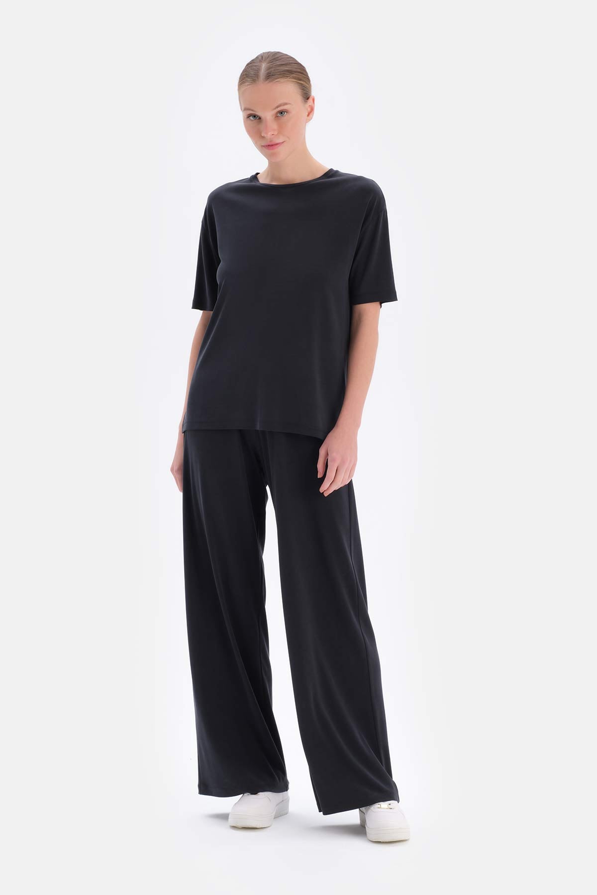 Black CUPRO TROUSERS WITH POCKETS