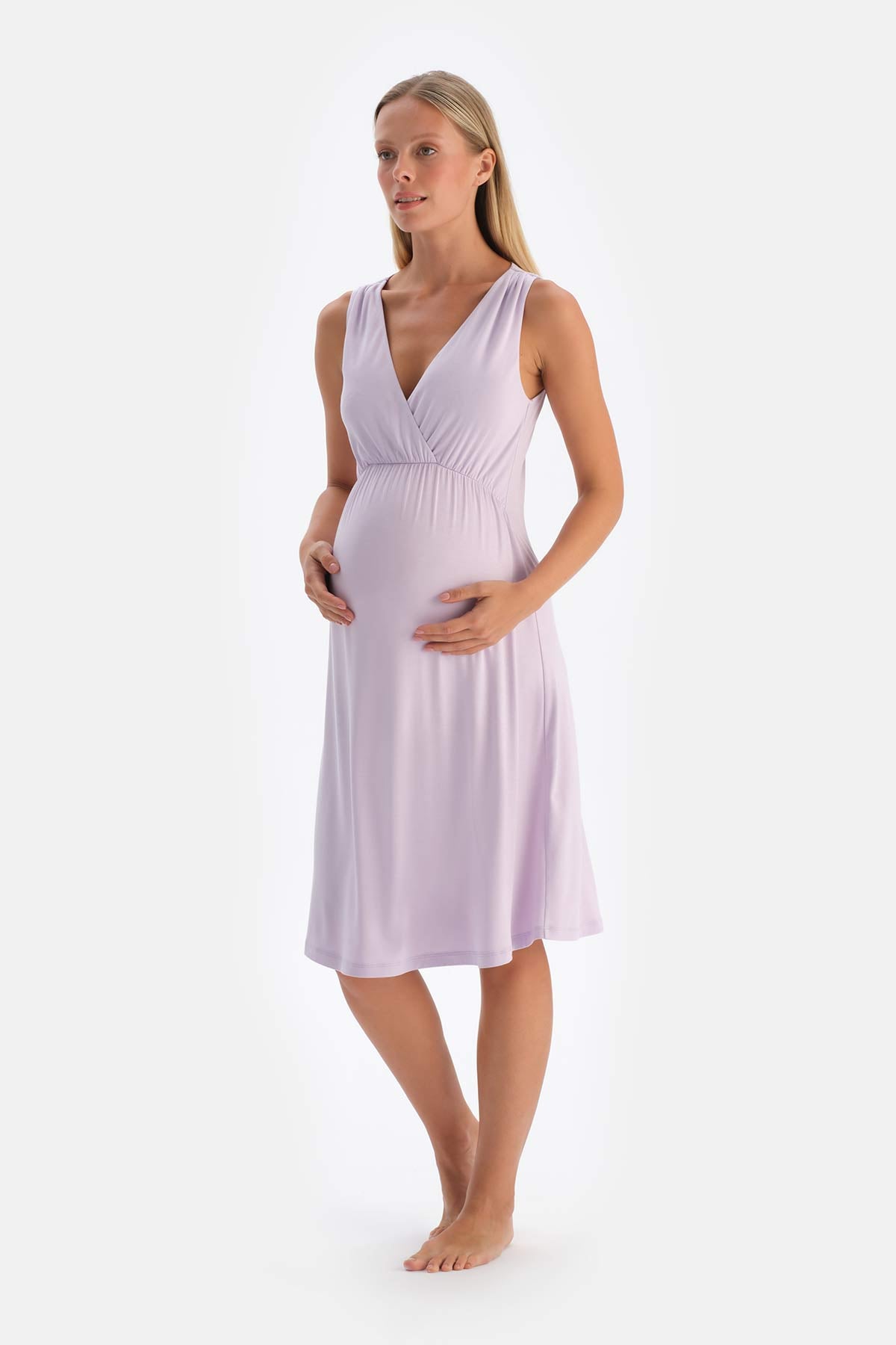 Lila Viskon Hamile Gecelik