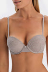 Light Grey LACE AND STONE DETAILED PUSH-UP BRA