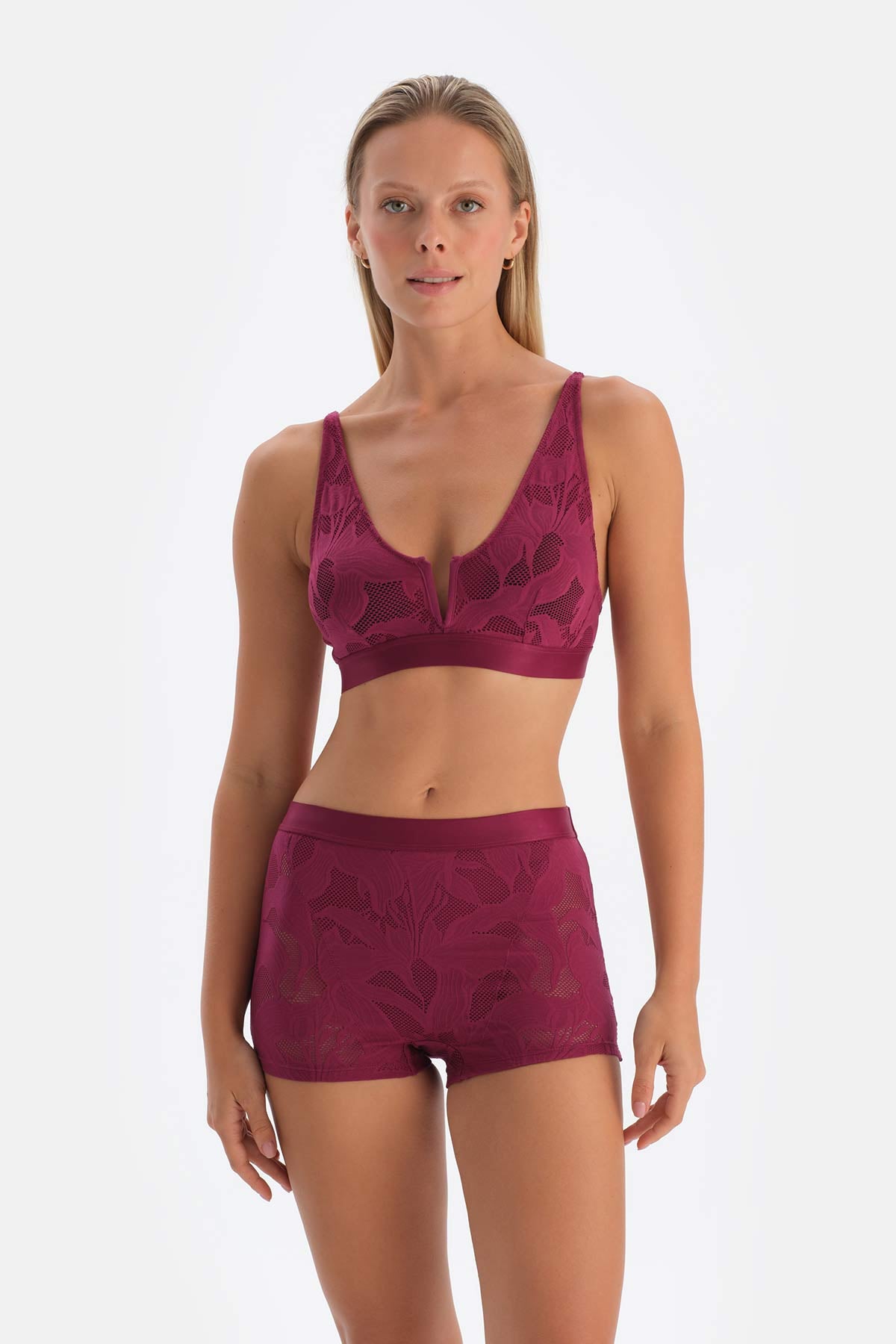 Damson TULLE DETAILED BODYSUIT