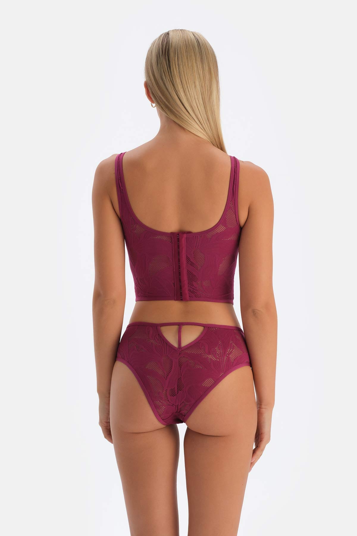 Damson TULLE DETAILED BODYSUIT
