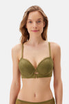 Khaki TULLE DETAILED BODYSUIT