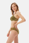 Khaki TULLE DETAILED BODYSUIT