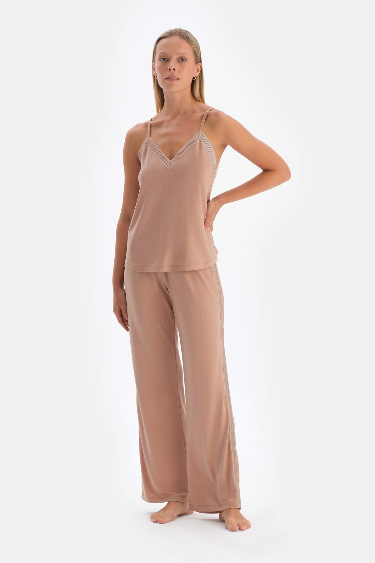 Light Brown TULLE DETAILED BODYSUIT