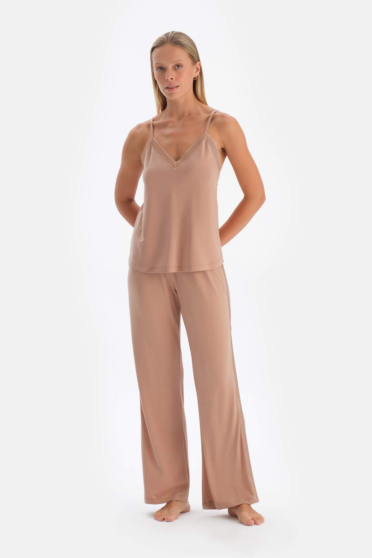 Light Brown TULLE DETAILED BODYSUIT