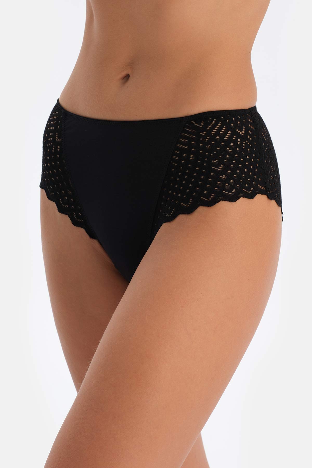 Black LACE DETAILED PREMIUM BASIC BRIEF PANTS
