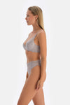 Light Grey LACE DETAILED BRAZILIAN PANTY