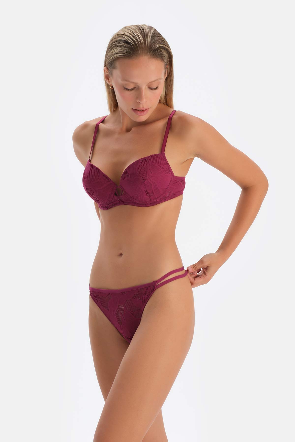 Damson TULLE DETAILED BODYSUIT