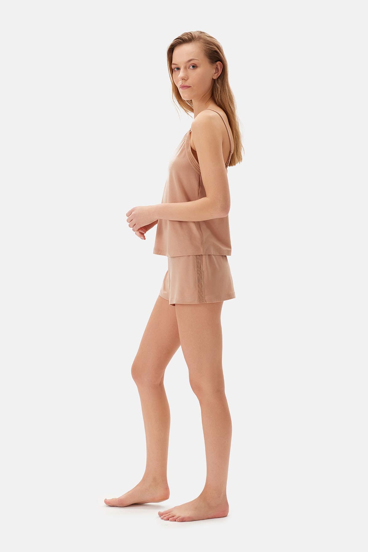 Açık Kahve Basic Şort Pijama Altı