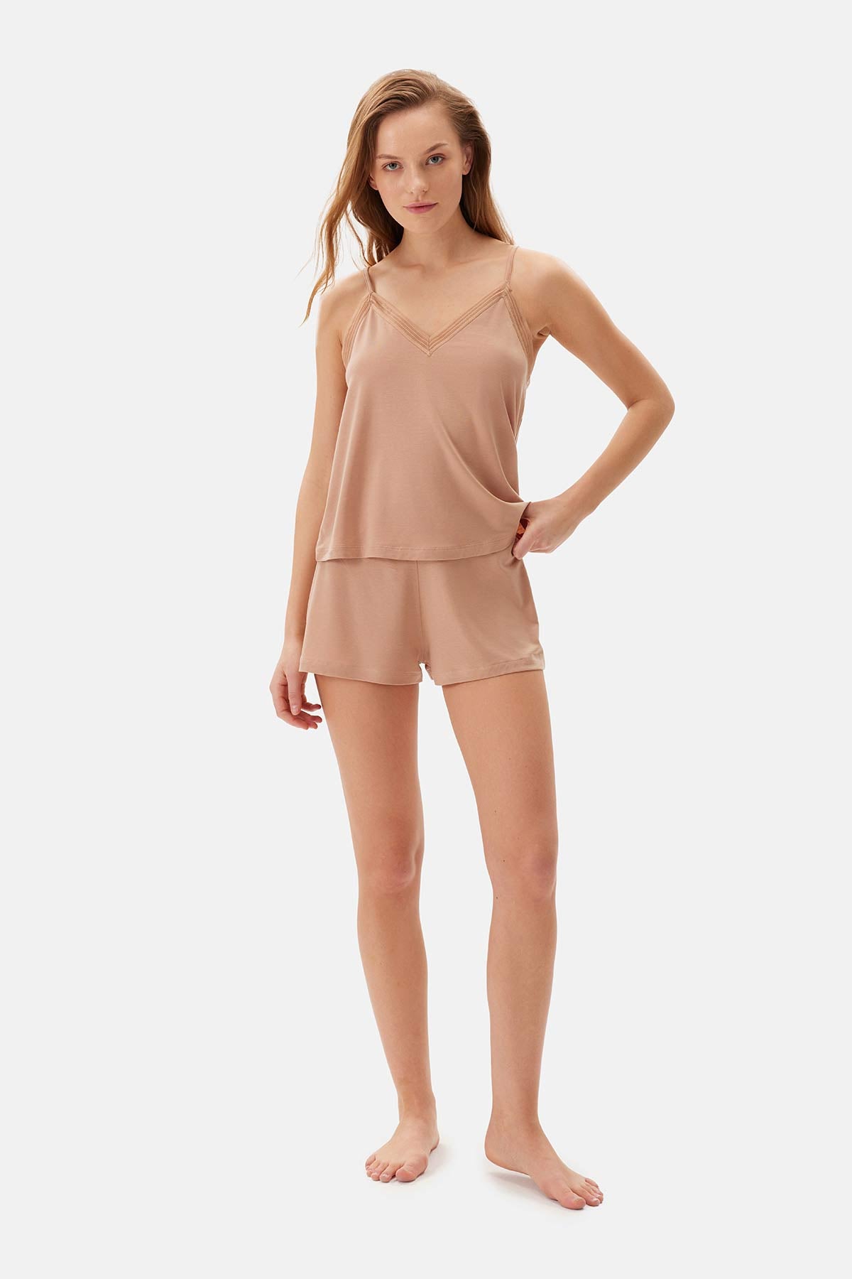 Light Brown TULLE DETAILED BODYSUIT