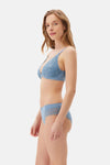 Blue TULLE DETAILED BODYSUIT