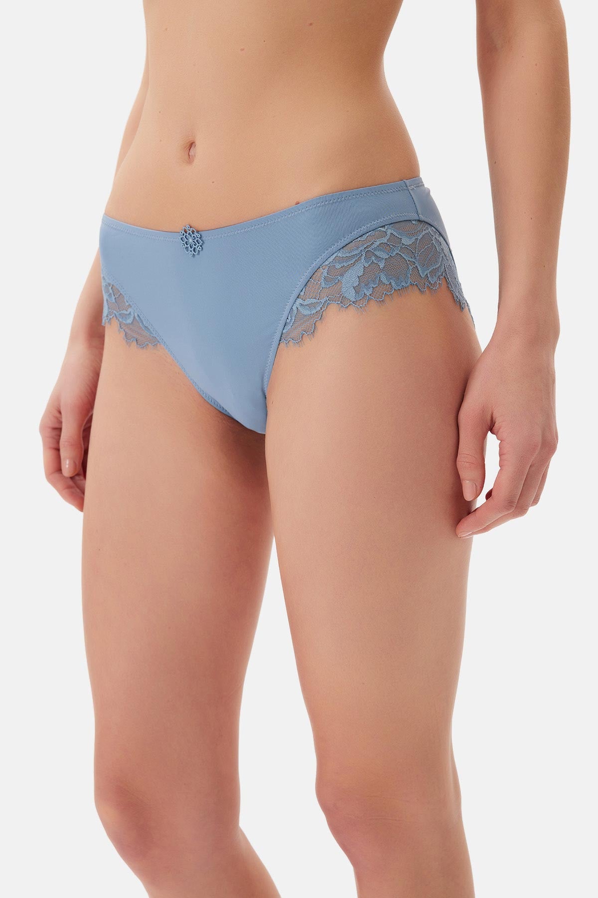 Blue TULLE DETAILED BODYSUIT