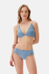 Blue TULLE DETAILED BODYSUIT