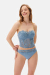 Blue TULLE DETAILED BODYSUIT