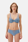 Blue TULLE DETAILED BODYSUIT