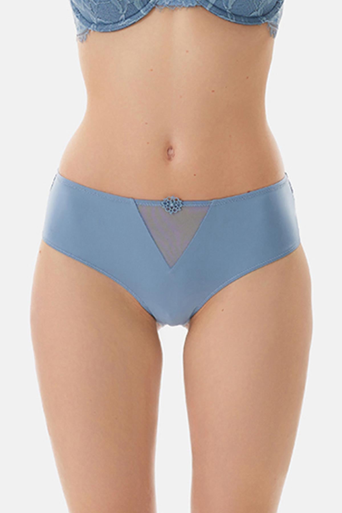 Blue TULLE DETAILED BODYSUIT