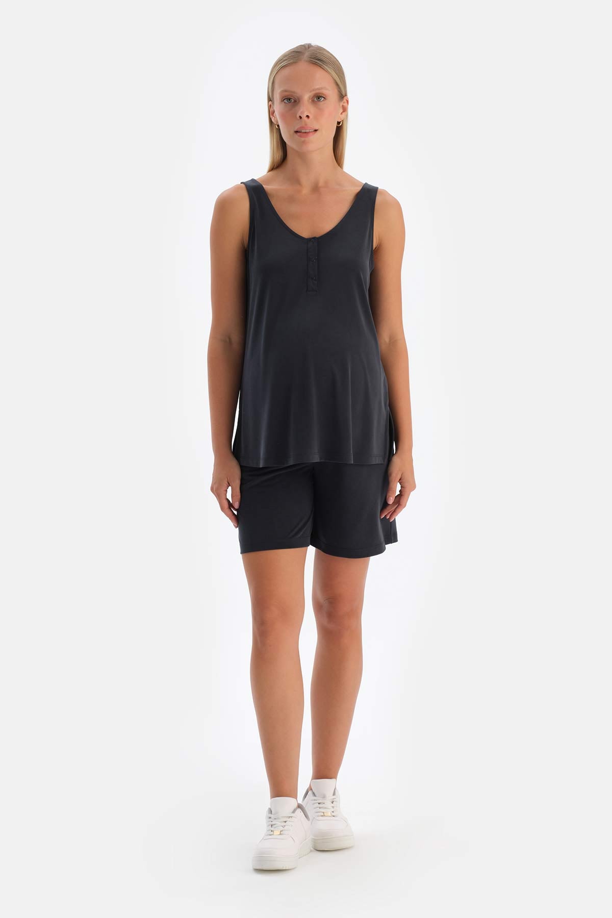 Black MODAL MATERNITY SHORTS