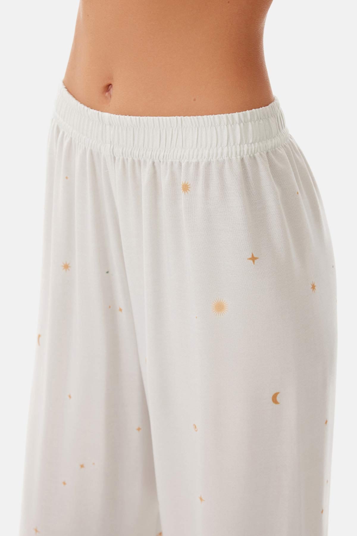 Su Yeşili Su i Baskılı Dokuma Viskon Pijama Altı