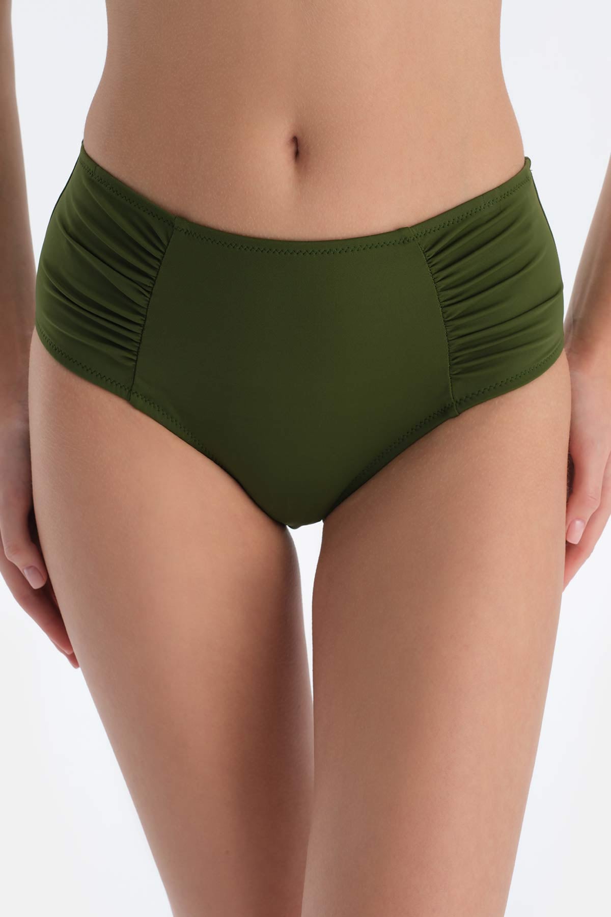 Haki Yanı Drapeli Yüksel Bel Alt