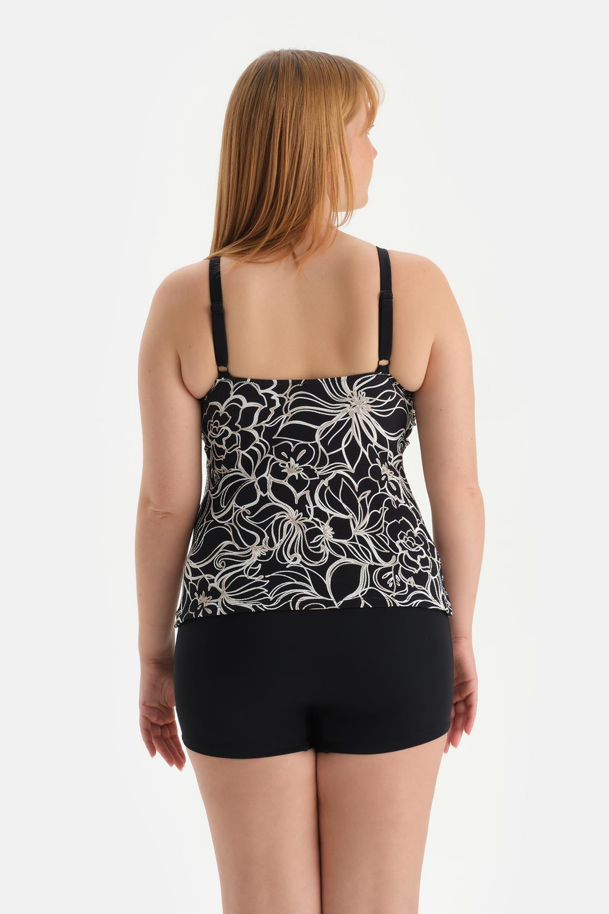 Beyaz-Siyah Toparlayıcı Kısa Şort Bikini Altı