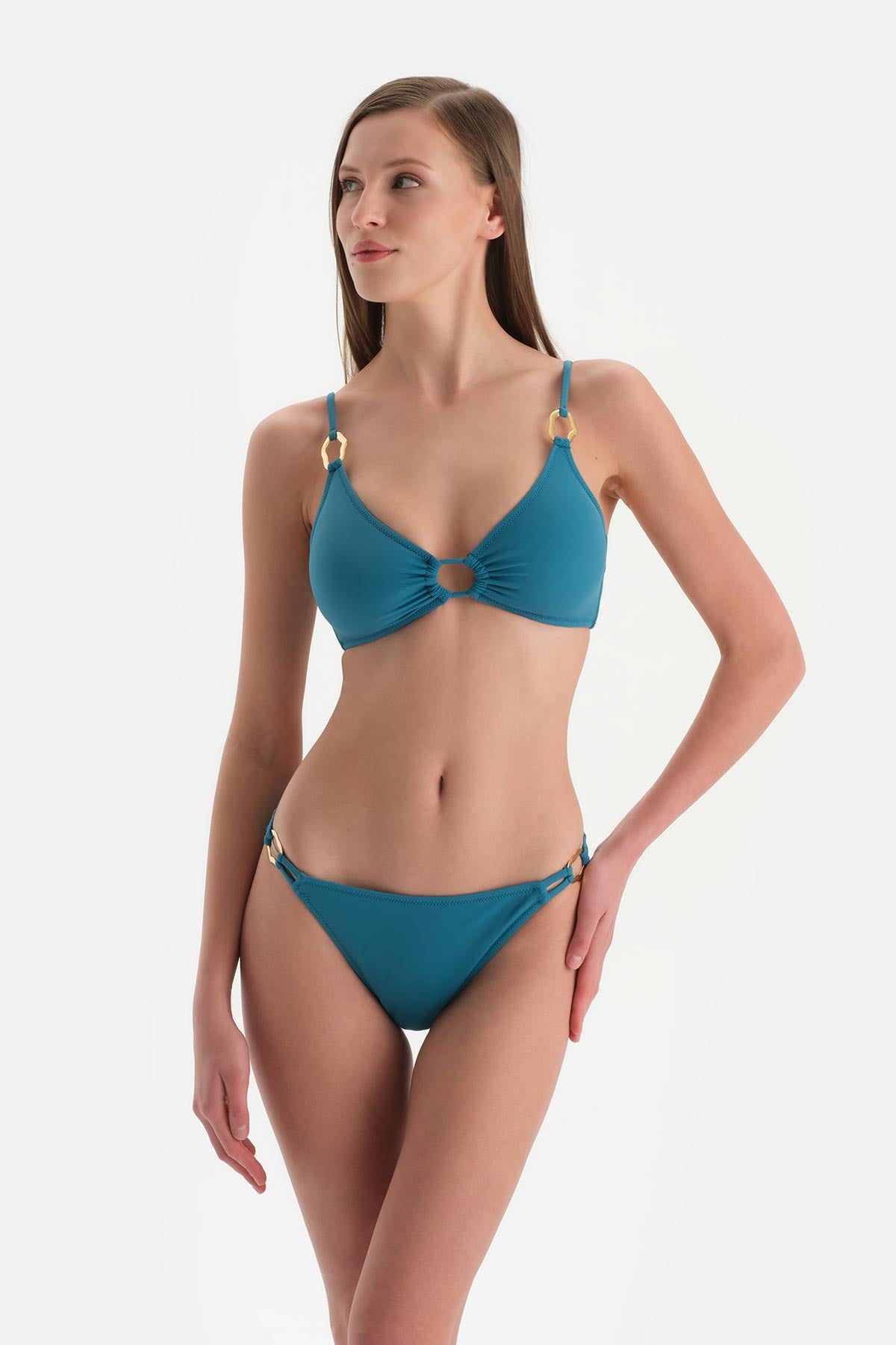 Petrol Mavi Orta Bel Bikini Alt