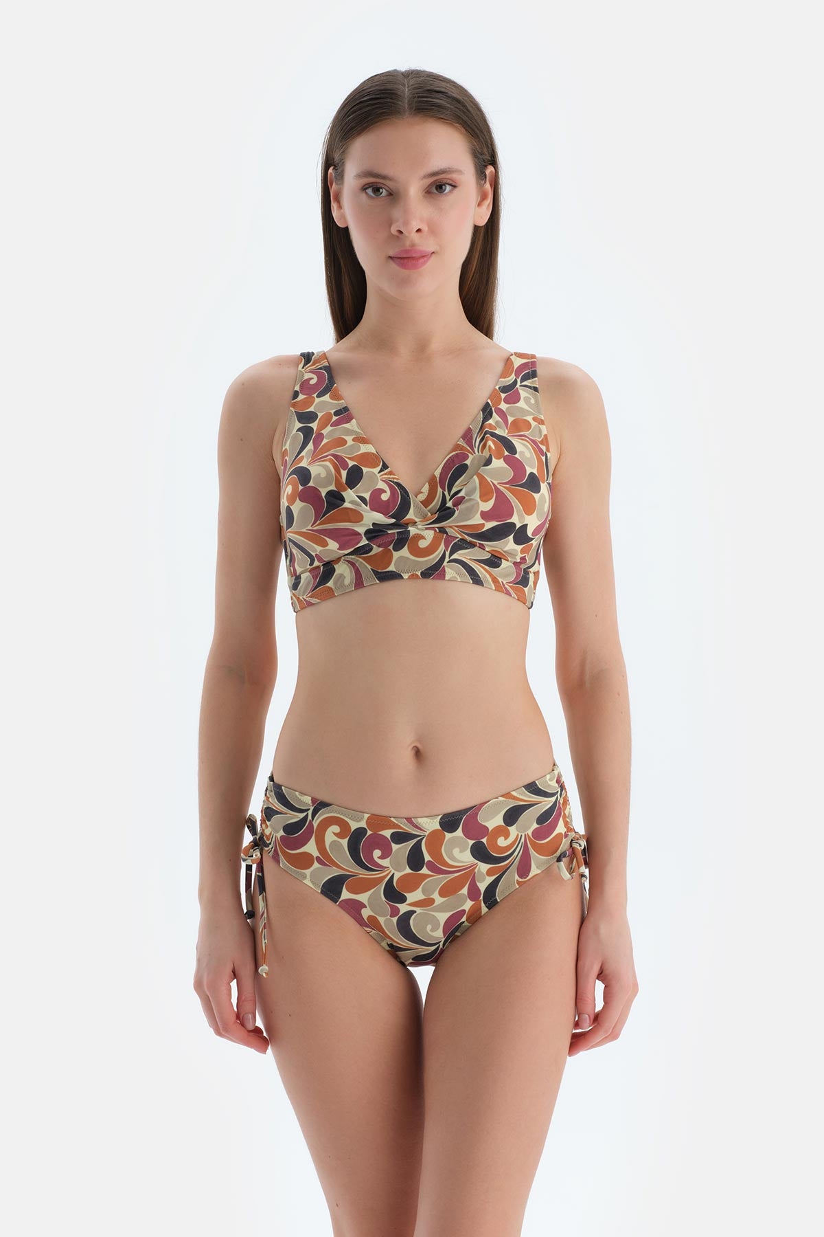 Mor Yanı Büzgülü Bikini Alt