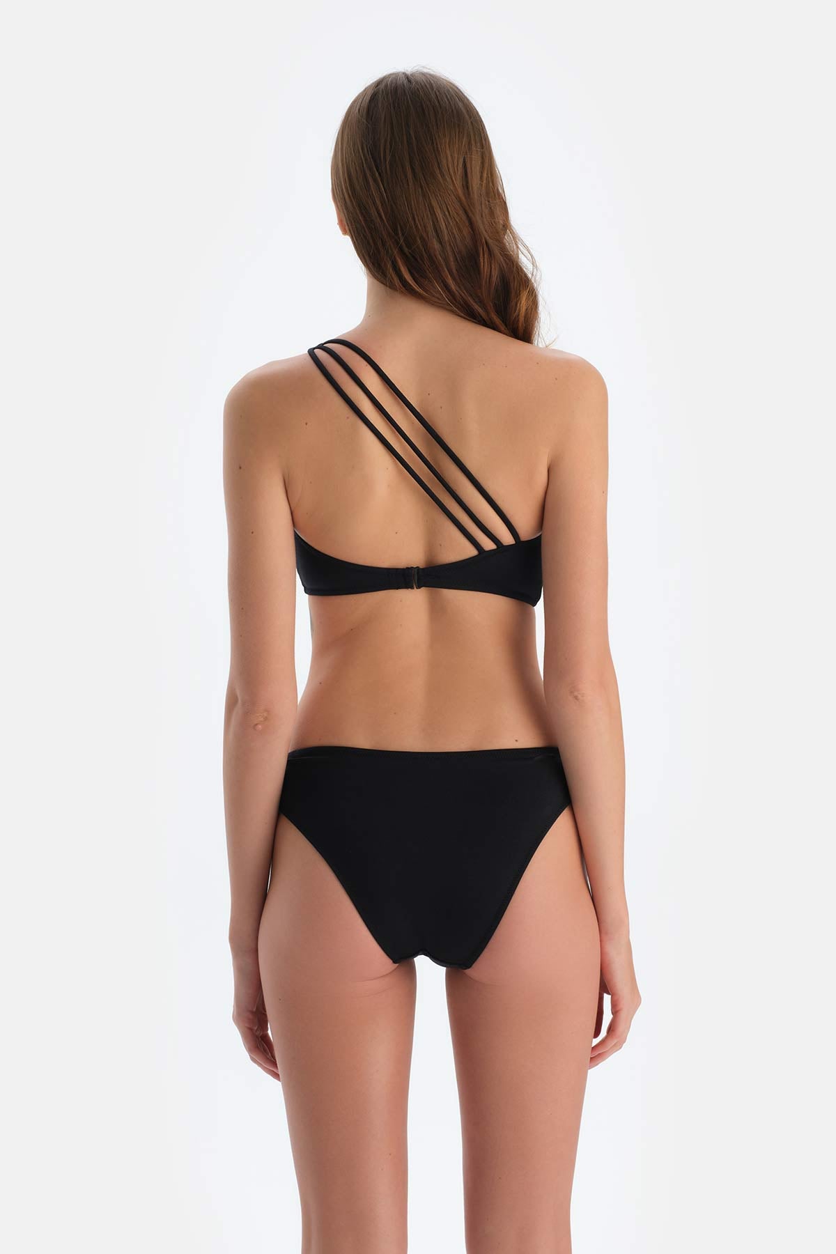 Siyah 3 Ipli Tek Omuz Bikini Üstü