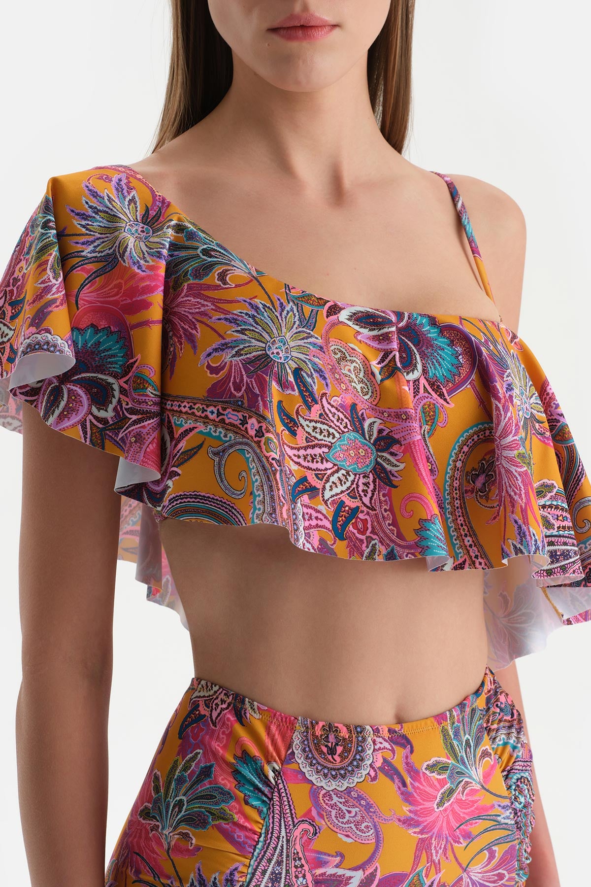 Mor Tek Omuz Bikini Üstü