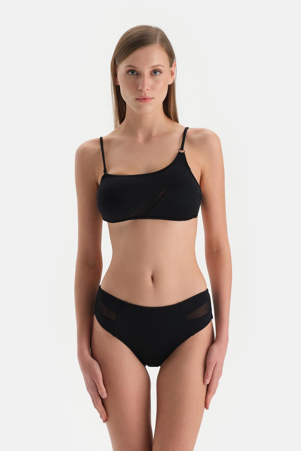 Siyah Tek Omuz Bikini Üstü