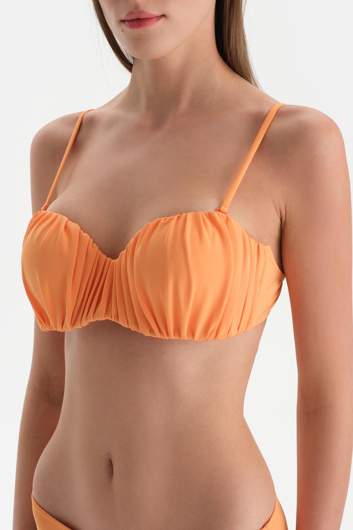 Turuncu Straplez Kaplı Bikini Üst