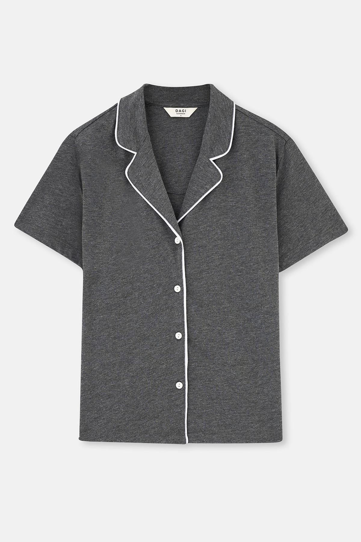 Antrasit Melanj Biye Detaylı Basic Şortlu Pijama Takımı